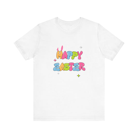 Happy Easter Unisex Tee, Colorful Easter T-shirt, Spring Celebration Shirt, Holiday Gift, Casual Wear, Easter Party Outfit